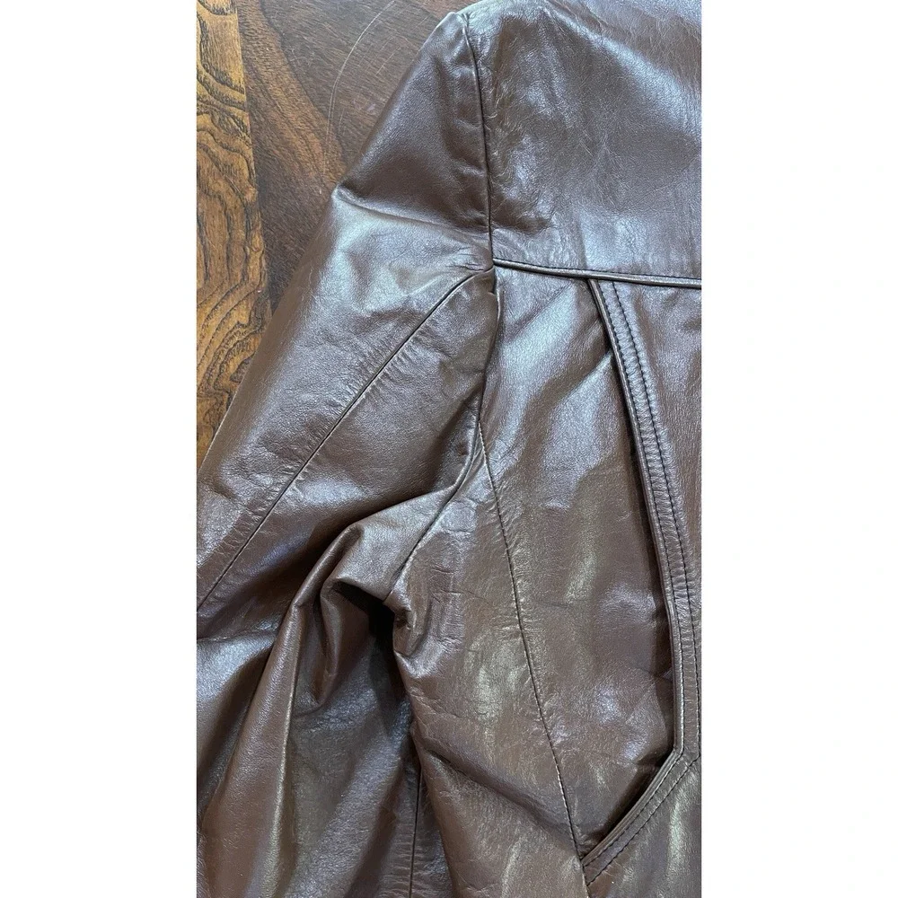 Vintage Lariat Leathers Brown Genuine Leather Blazer Sport Coat Mens 40‎ USA
